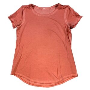 Womens Lululemon T Shirt Short Sleeve Peach Pink Size Small Cotton Workout